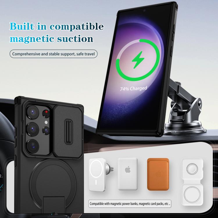 For Samsung Galaxy S23 Ultra 5G Sliding Camshield MagSafe Holder Phone Case