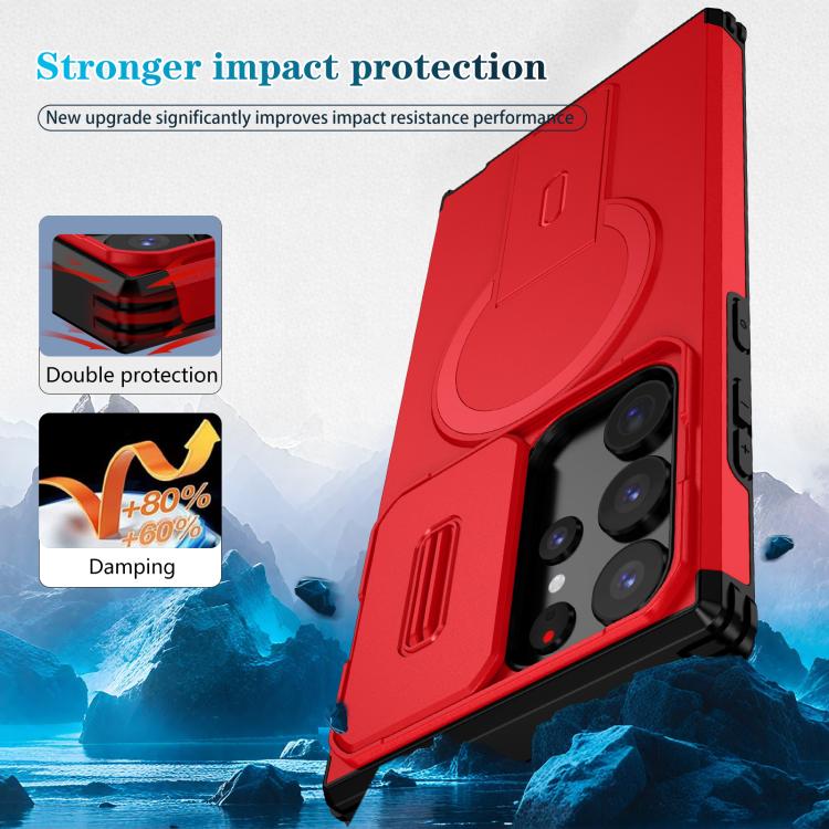 For Samsung Galaxy S23 Ultra 5G Sliding Camshield MagSafe Holder Phone Case