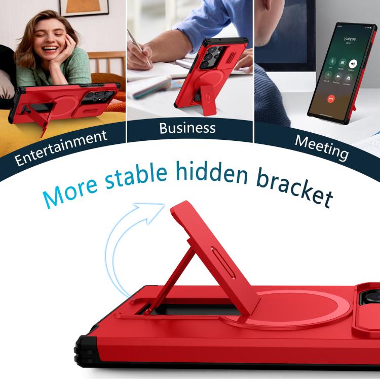 For Samsung Galaxy S23 Ultra 5G Sliding Camshield MagSafe Holder Phone Case