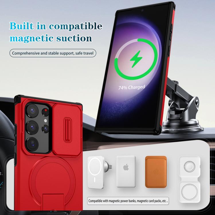 For Samsung Galaxy S23 Ultra 5G Sliding Camshield MagSafe Holder Phone Case