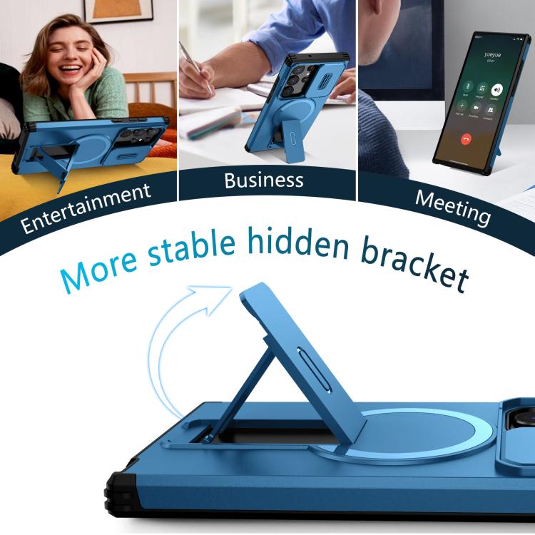 For Samsung Galaxy S23 Ultra 5G Sliding Camshield MagSafe Holder Phone Case