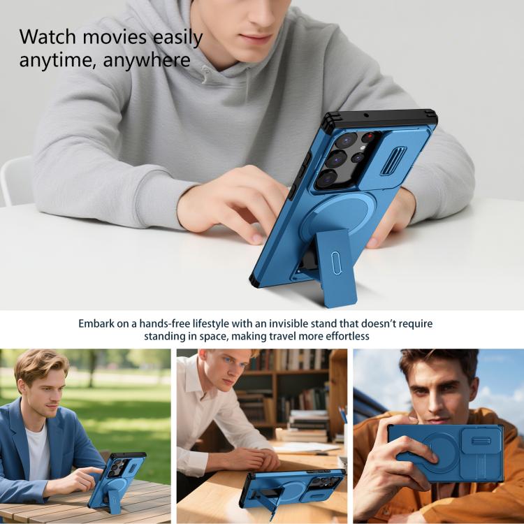 For Samsung Galaxy S23 Ultra 5G Sliding Camshield MagSafe Holder Phone Case