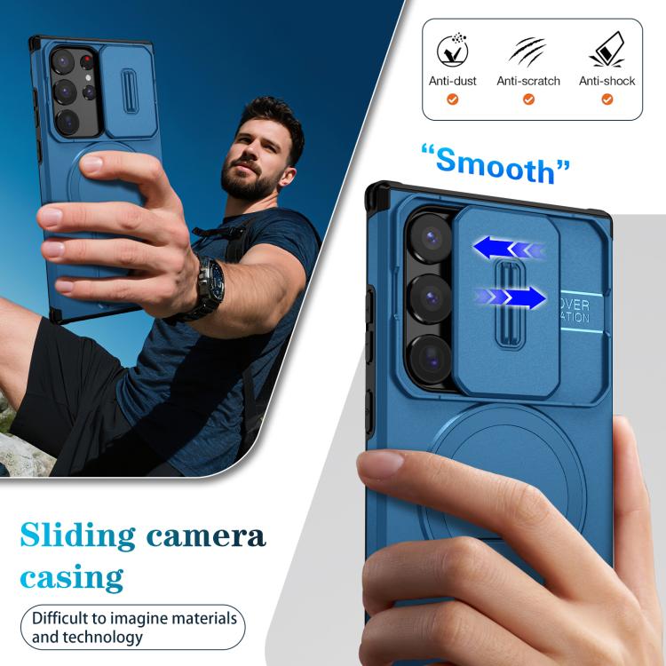 For Samsung Galaxy S23 Ultra 5G Sliding Camshield MagSafe Holder Phone Case