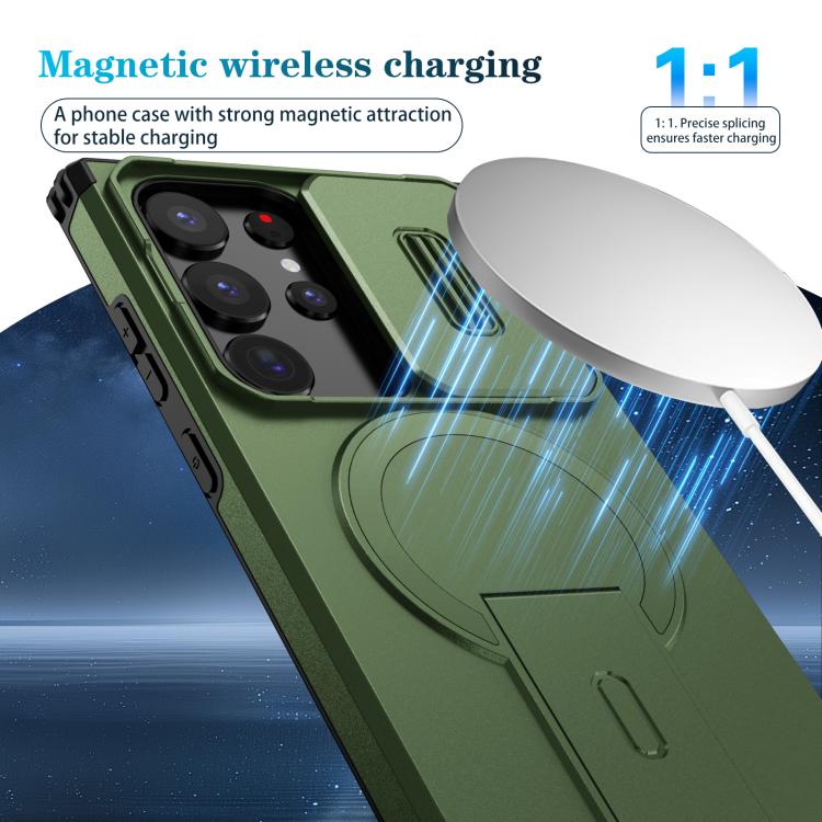 For Samsung Galaxy S23 Ultra 5G Sliding Camshield MagSafe Holder Phone Case