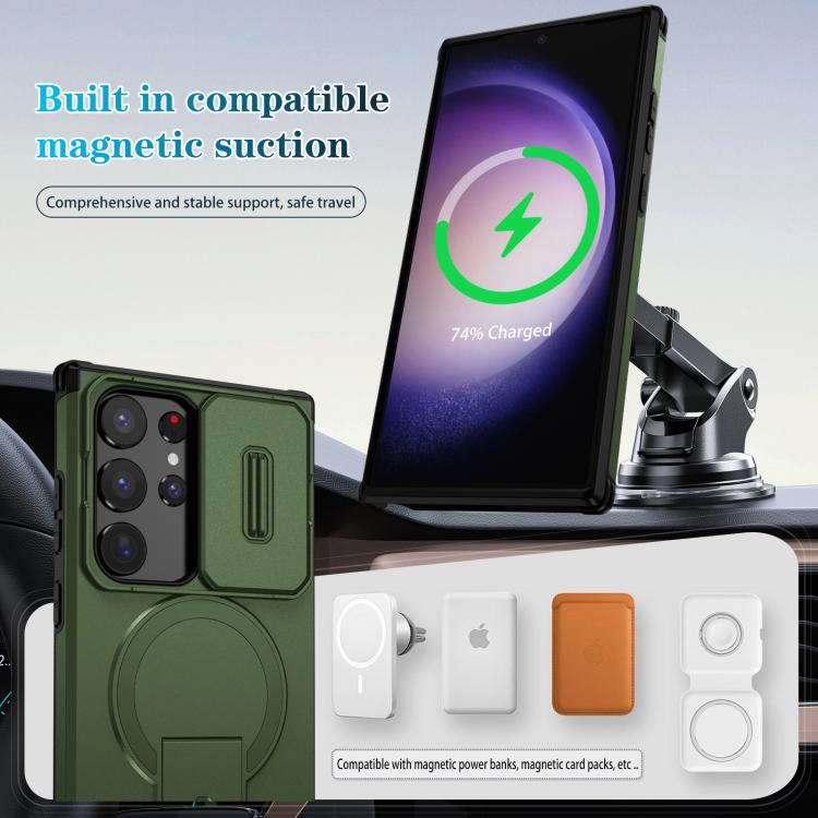 For Samsung Galaxy S23 Ultra 5G Sliding Camshield MagSafe Holder Phone Case