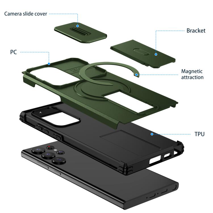 For Samsung Galaxy S23 Ultra 5G Sliding Camshield MagSafe Holder Phone Case