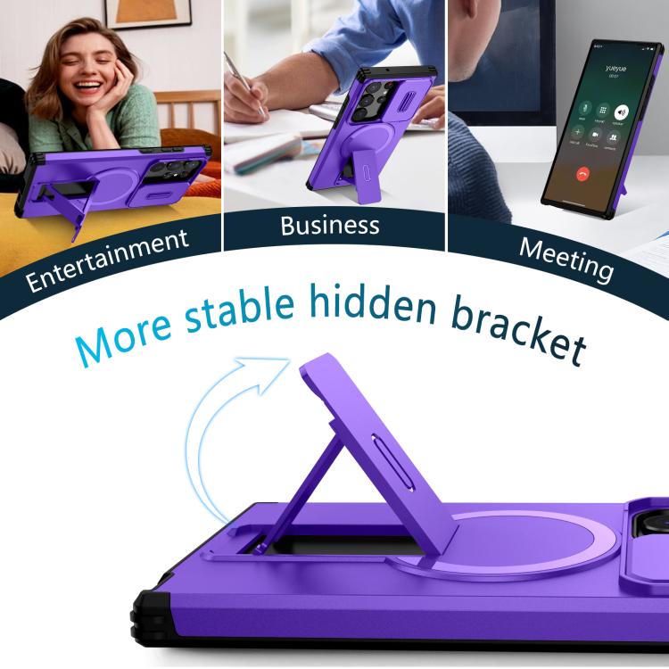 For Samsung Galaxy S23 Ultra 5G Sliding Camshield MagSafe Holder Phone Case