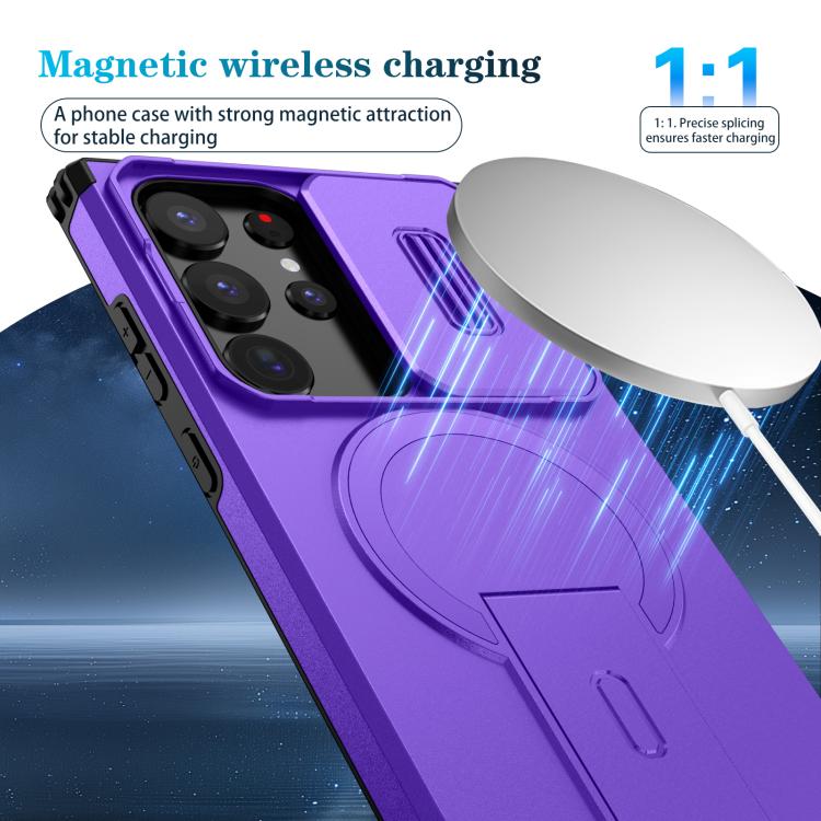 For Samsung Galaxy S23 Ultra 5G Sliding Camshield MagSafe Holder Phone Case