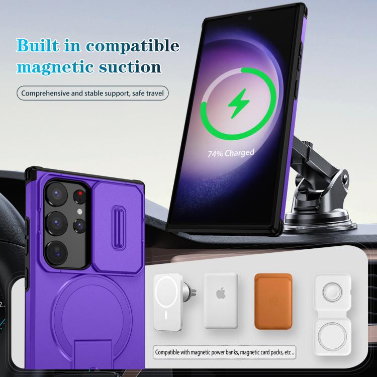 For Samsung Galaxy S23 Ultra 5G Sliding Camshield MagSafe Holder Phone Case