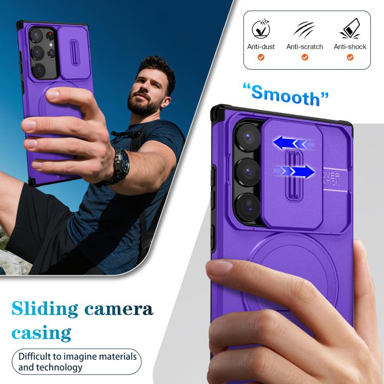 For Samsung Galaxy S23 Ultra 5G Sliding Camshield MagSafe Holder Phone Case