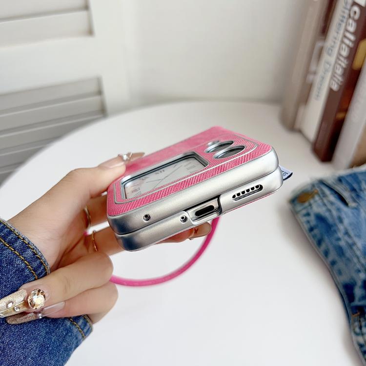 For Huawei nova Flip Silver Edge Side Buckle Denim Textured MagSafe Magnetic Phone Case