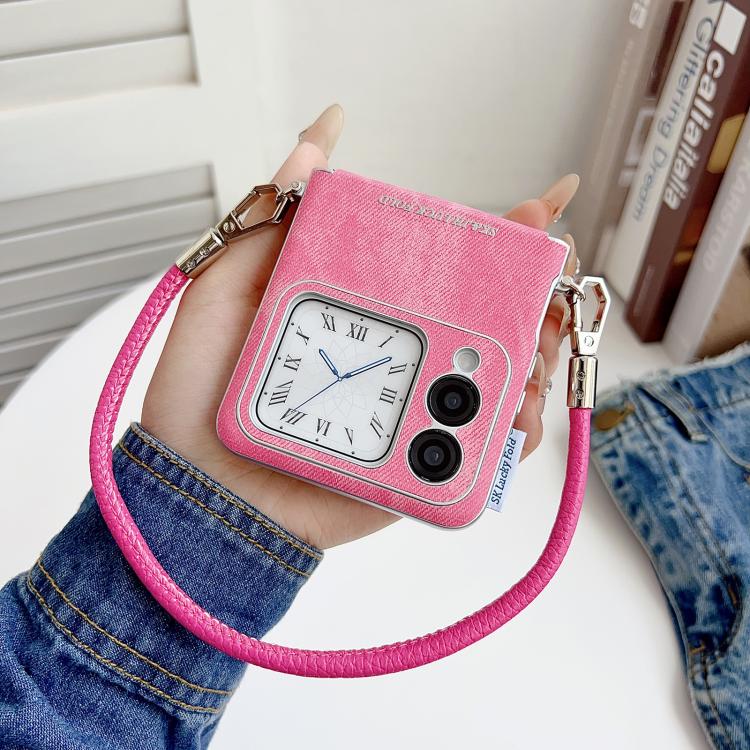 For Huawei nova Flip S Silver Edge Side Buckle Denim Textured MagSafe Magnetic Phone Case