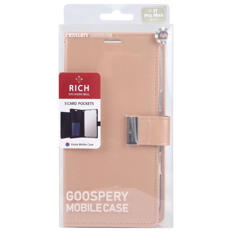 For iPhone 17 Pro Max GOOSPERY RICH DIARY Crazy Horse Texture Leather Phone Case