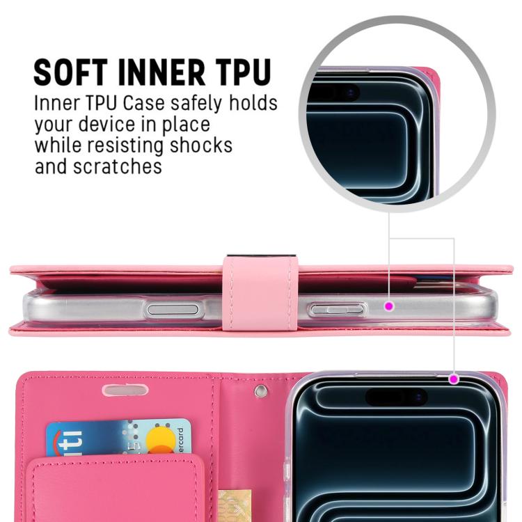 For iPhone 17 Pro Max GOOSPERY RICH DIARY Crazy Horse Texture Leather Phone Case