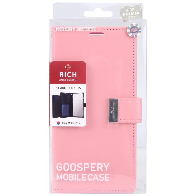 For iPhone 17 Pro Max GOOSPERY RICH DIARY Crazy Horse Texture Leather Phone Case