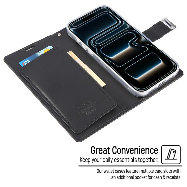 For iPhone 17 Pro GOOSPERY RICH DIARY Crazy Horse Texture Leather Phone Case
