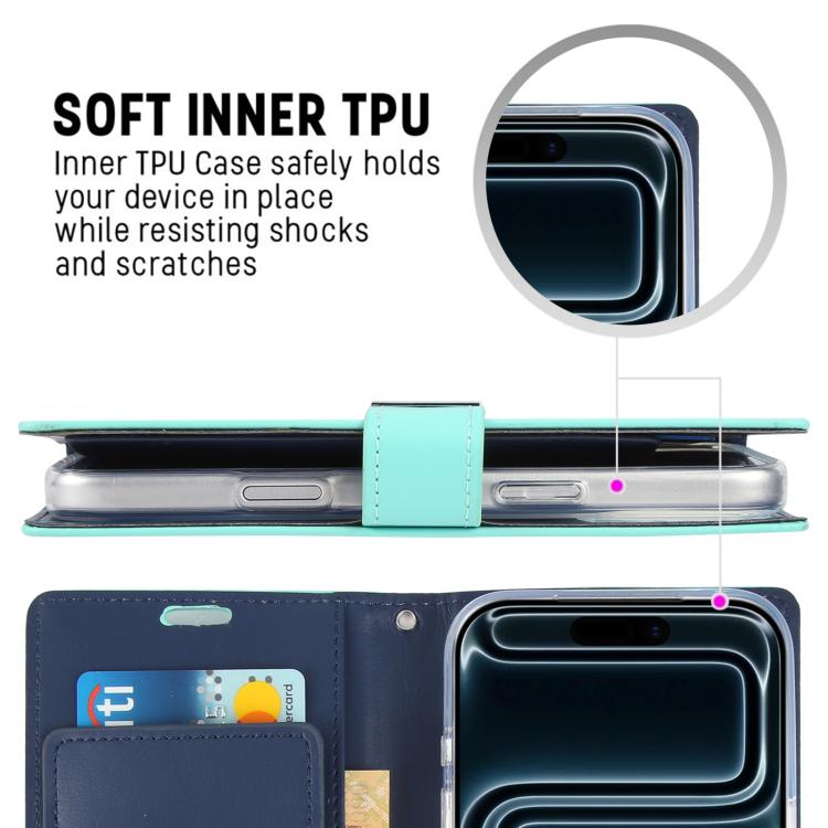 For iPhone 17 Pro GOOSPERY RICH DIARY Crazy Horse Texture Leather Phone Case
