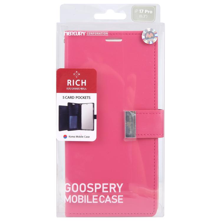 For iPhone 17 Pro GOOSPERY RICH DIARY Crazy Horse Texture Leather Phone Case