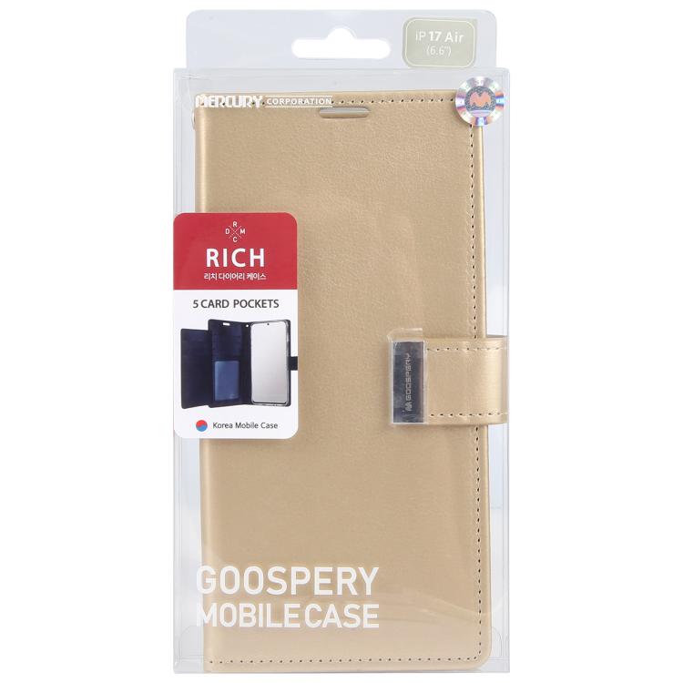 For iPhone Air GOOSPERY RICH DIARY Crazy Horse Texture Leather Phone Case