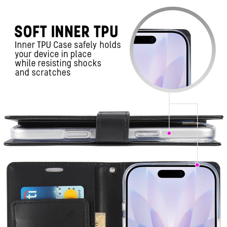 For iPhone 17 GOOSPERY RICH DIARY Crazy Horse Texture Leather Phone Case