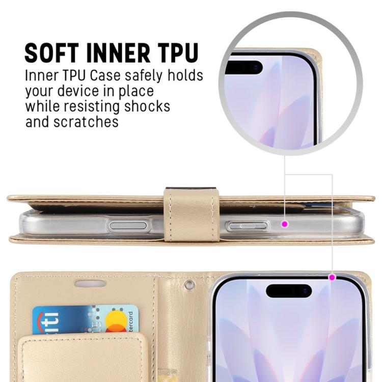 For iPhone 17 GOOSPERY RICH DIARY Crazy Horse Texture Leather Phone Case