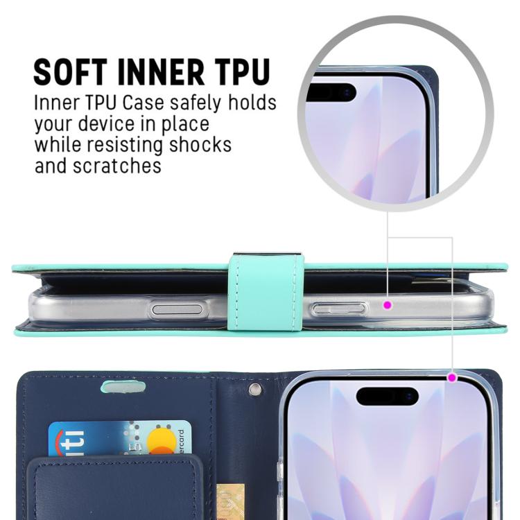For iPhone 17 GOOSPERY RICH DIARY Crazy Horse Texture Leather Phone Case