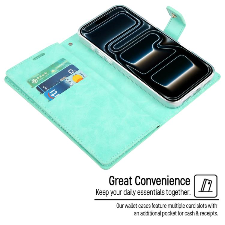 For iPhone 17 Pro Max GOOSPERY MANSOOR DIARY 9 Card Slots Leather Phone Case