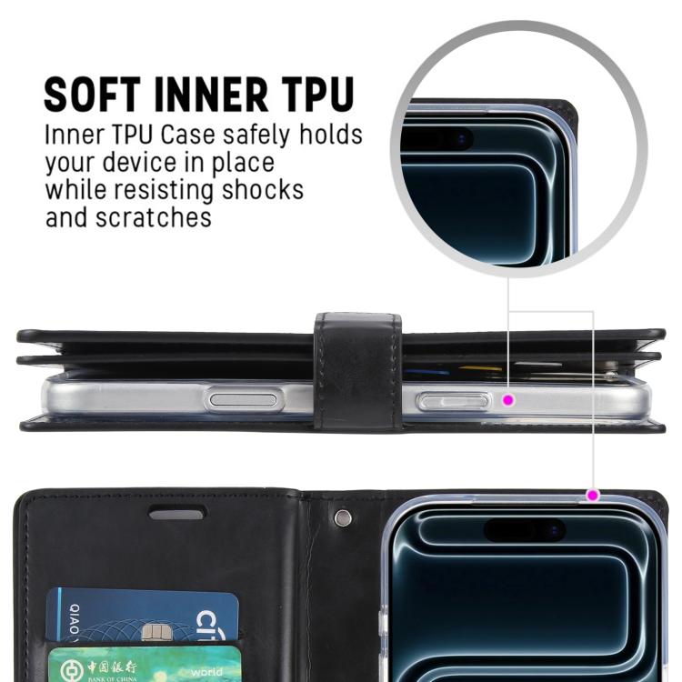 For iPhone 17 Pro GOOSPERY MANSOOR DIARY 9 Card Slots Leather Phone Case