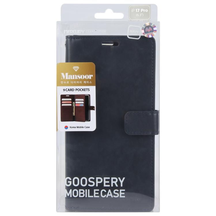 For iPhone 17 Pro GOOSPERY MANSOOR DIARY 9 Card Slots Leather Phone Case