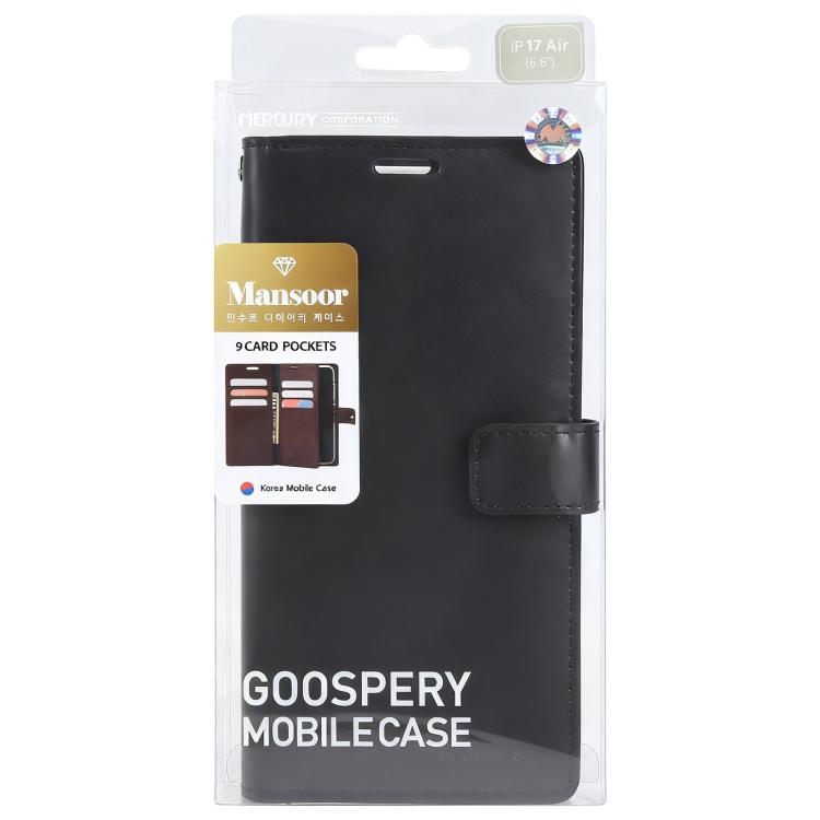 For iPhone Air GOOSPERY MANSOOR DIARY 9 Card Slots Leather Phone Case