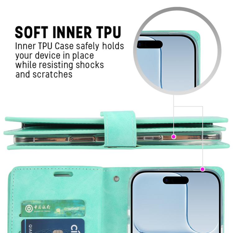 For iPhone Air GOOSPERY MANSOOR DIARY 9 Card Slots Leather Phone Case