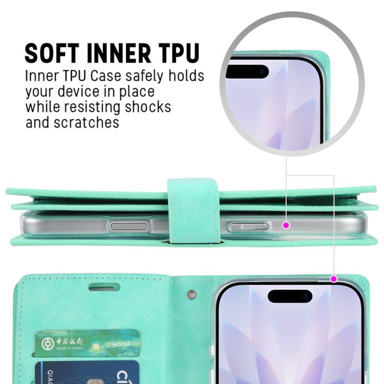 For iPhone 17 GOOSPERY MANSOOR DIARY 9 Card Slots Leather Phone Case