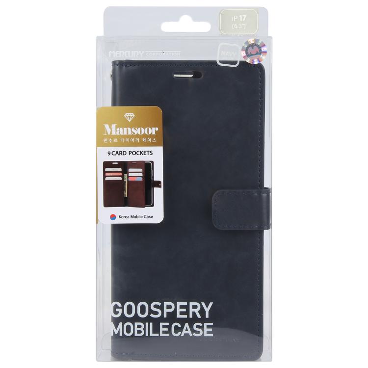 For iPhone 17 GOOSPERY MANSOOR DIARY 9 Card Slots Leather Phone Case