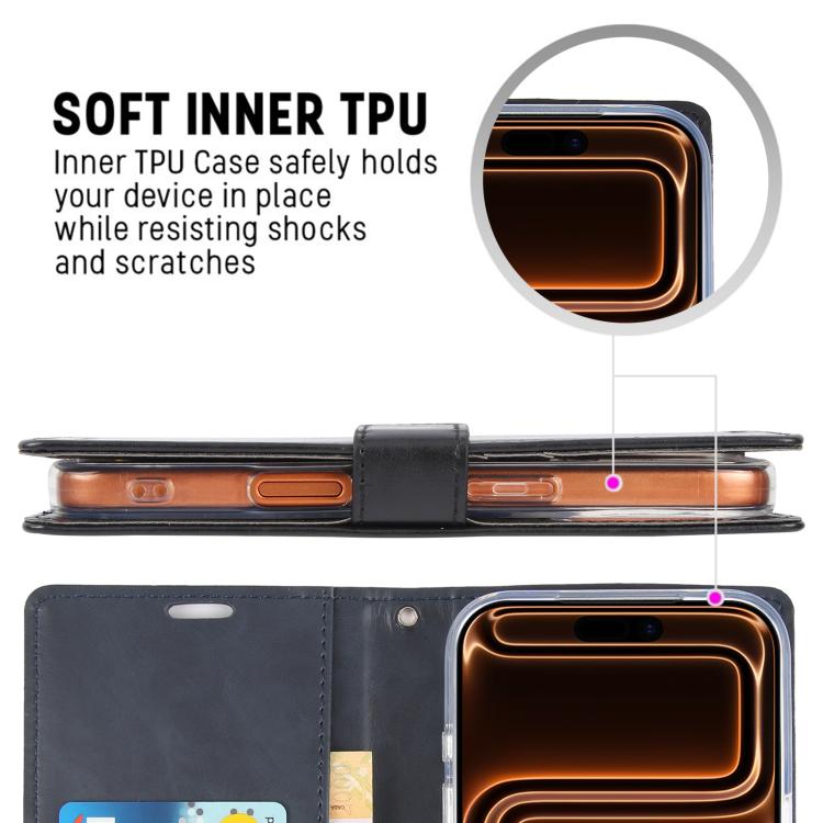 For iPhone 17 Pro GOOSPERY BLUE MOON Crazy Horse Texture Leather Phone Case