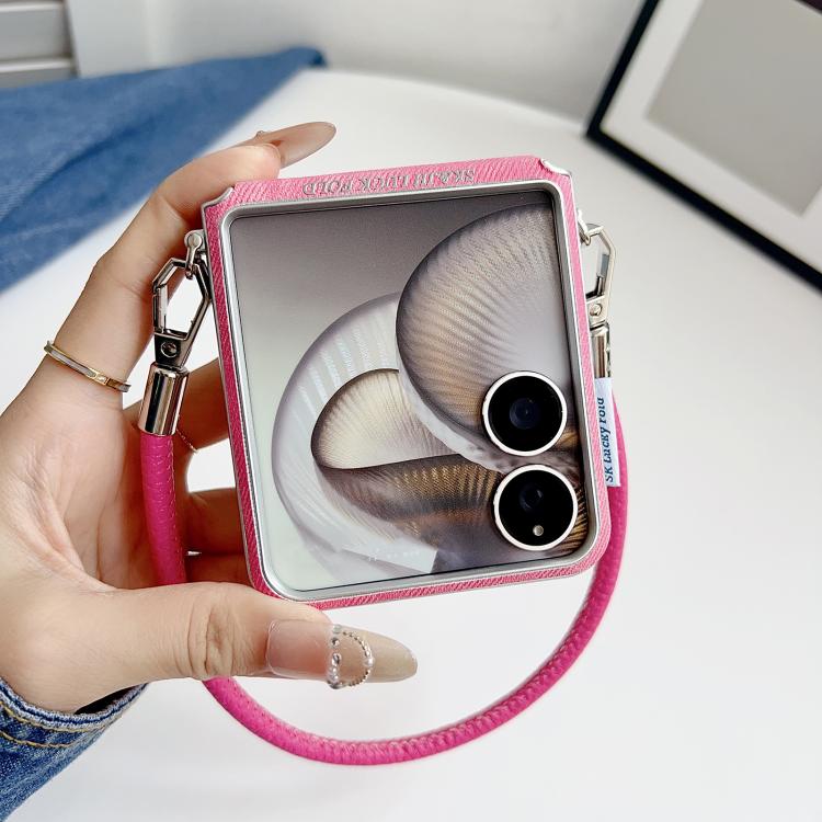 For Honor Magic V Flip Silver Edge Side Buckle Denim Textured MagSafe Magnetic Phone Case