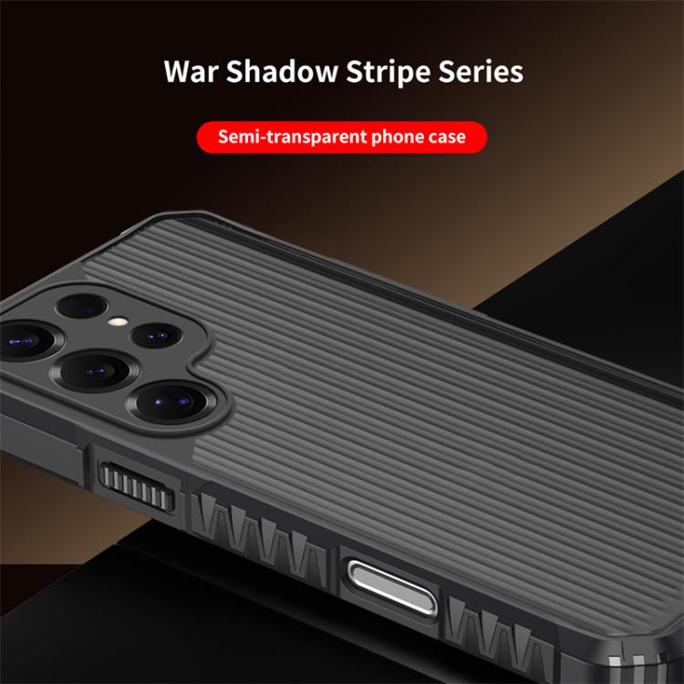 For Samsung Galaxy S25 Ultra 5G War Shadow Stripe Series Airbag Frosted Shockproof Phone Case