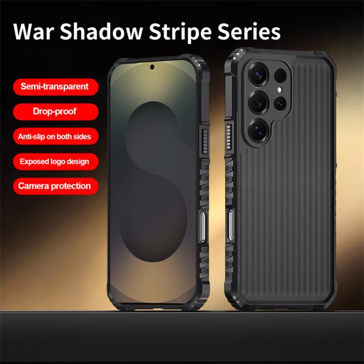 For Samsung Galaxy S25 Ultra 5G War Shadow Stripe Series Airbag Frosted Shockproof Phone Case