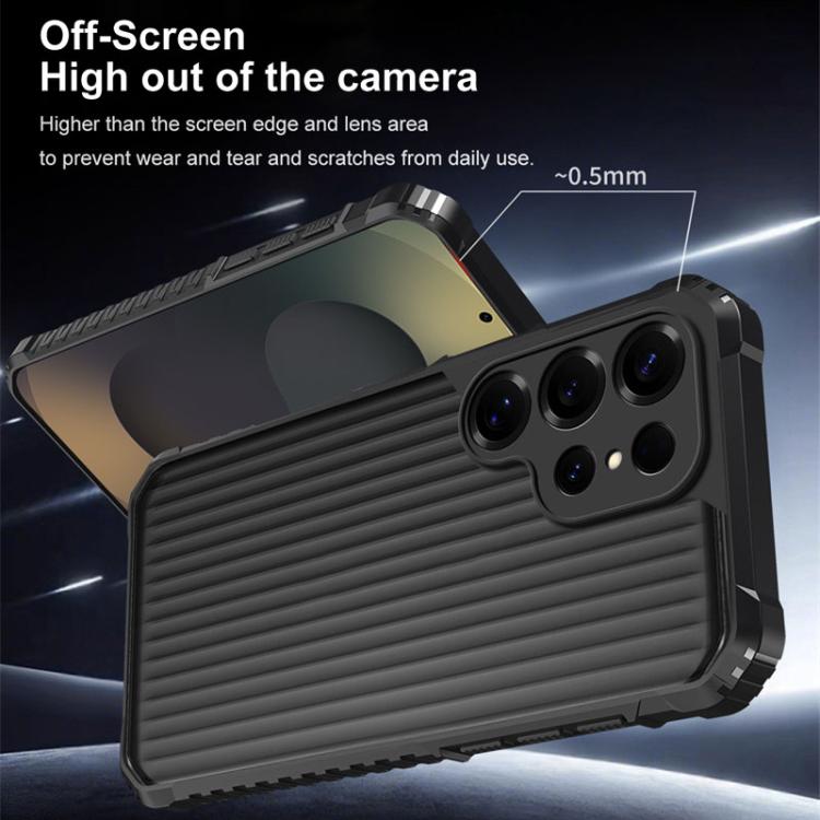 For Samsung Galaxy S25 Ultra 5G War Shadow Stripe Series Airbag Frosted Shockproof Phone Case