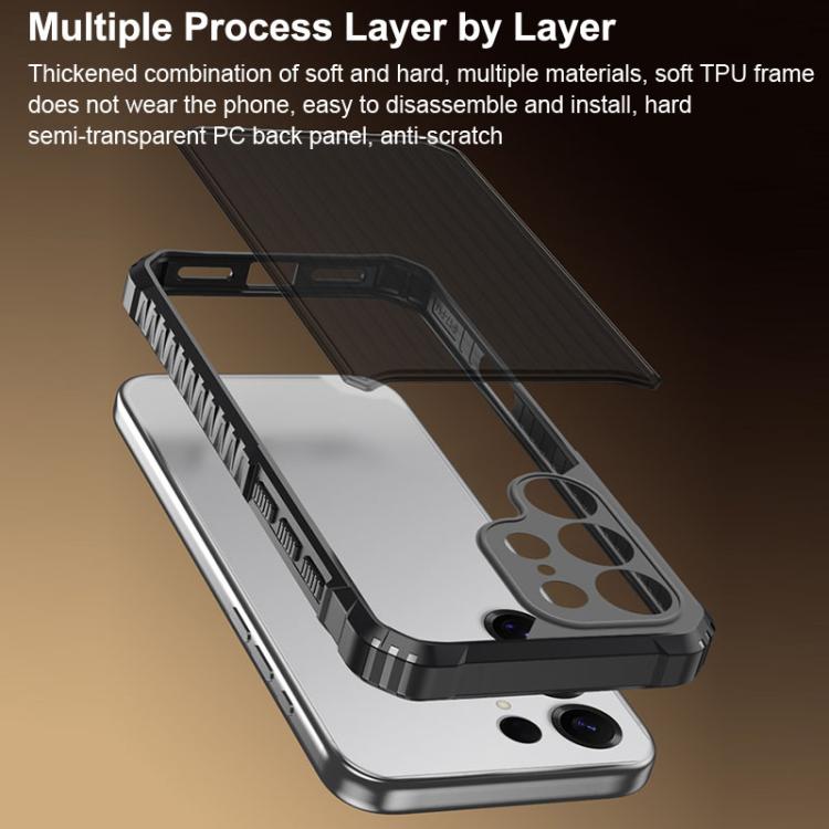 For Samsung Galaxy S25 Ultra 5G War Shadow Stripe Series Airbag Frosted Shockproof Phone Case