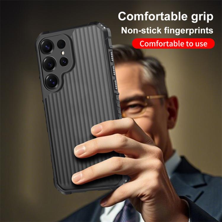 For Samsung Galaxy S25 Ultra 5G War Shadow Stripe Series Airbag Frosted Shockproof Phone Case