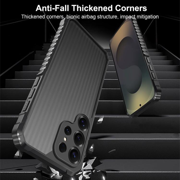 For Samsung Galaxy S25 Ultra 5G War Shadow Stripe Series Airbag Frosted Shockproof Phone Case