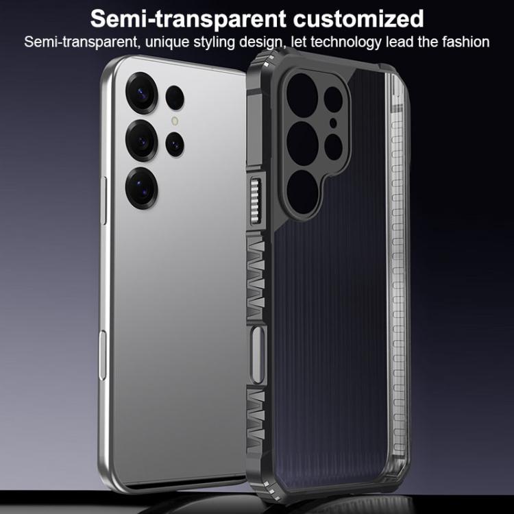 For Samsung Galaxy S25 Ultra 5G War Shadow Stripe Series Airbag Frosted Shockproof Phone Case