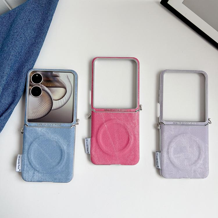 For Xiaomi Mix Flip Silver Edge Side Buckle Denim Textured MagSafe Magnetic Phone Case