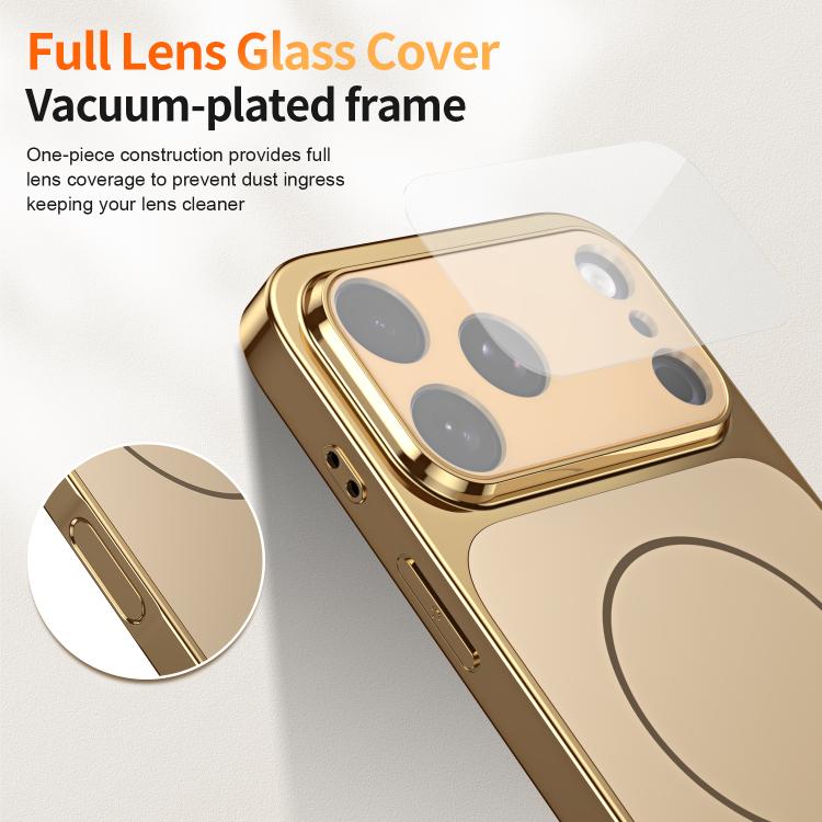 For iPhone 17 Pro Max Corning Glass Plating Large Window MagSafe Phone Case