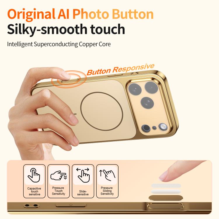 For iPhone 17 Pro Max Corning Glass Plating Large Window MagSafe Phone Case