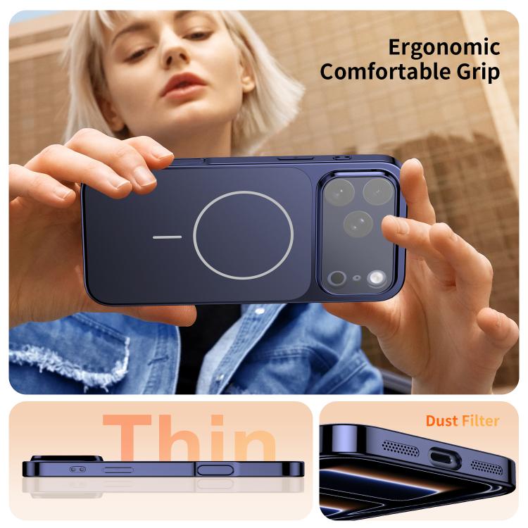 For iPhone 17 Pro Max Corning Glass Plating Large Window MagSafe Phone Case