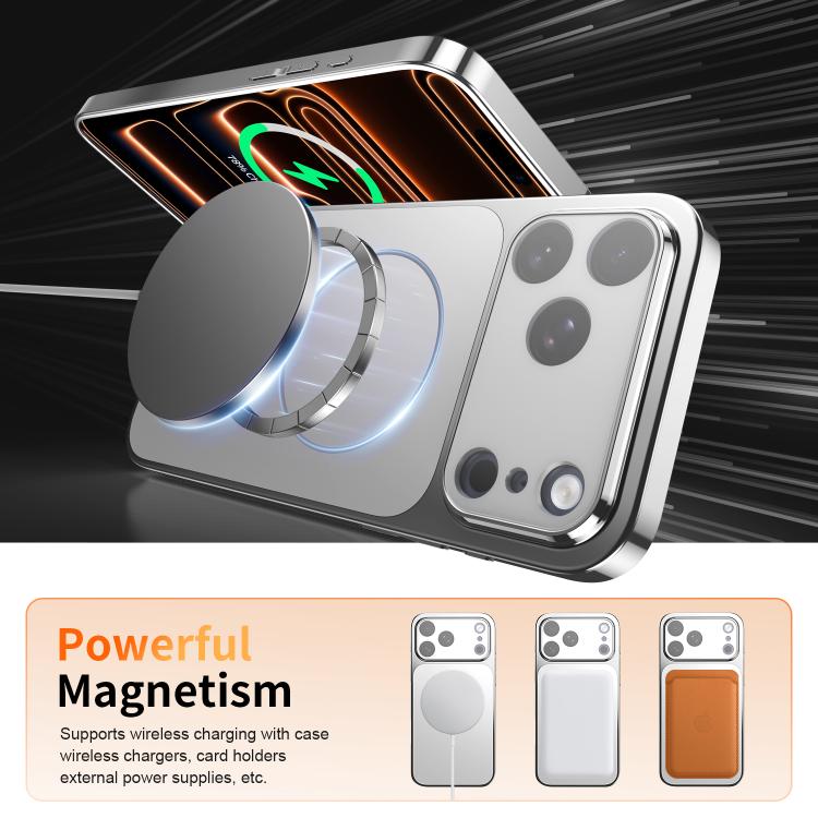 For iPhone 15 Pro Corning Glass Plating Large Window MagSafe Phone Case