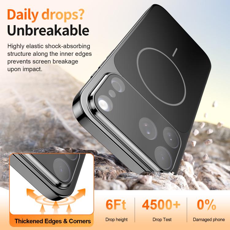 For iPhone 15 Corning Glass Plating Large Window MagSafe Phone Case