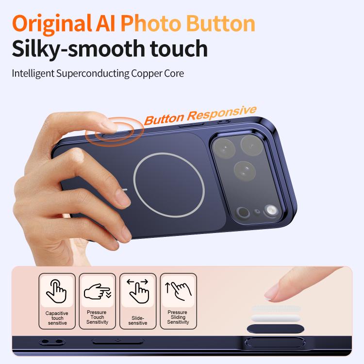 For iPhone 15 Corning Glass Plating Large Window MagSafe Phone Case