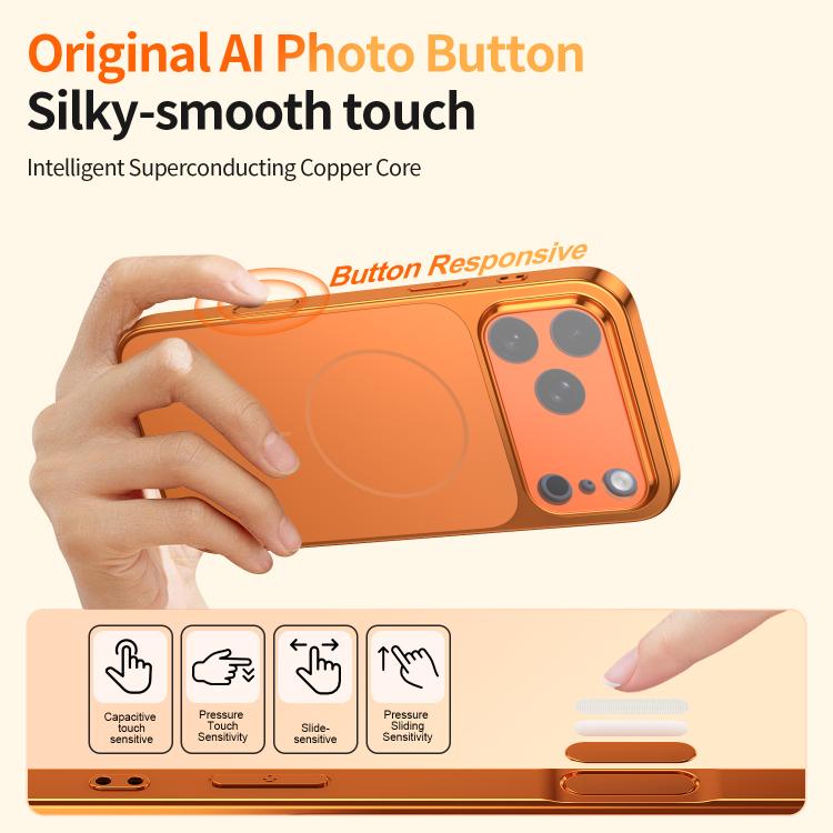 For iPhone 14 Corning Glass Plating Large Window MagSafe Phone Case